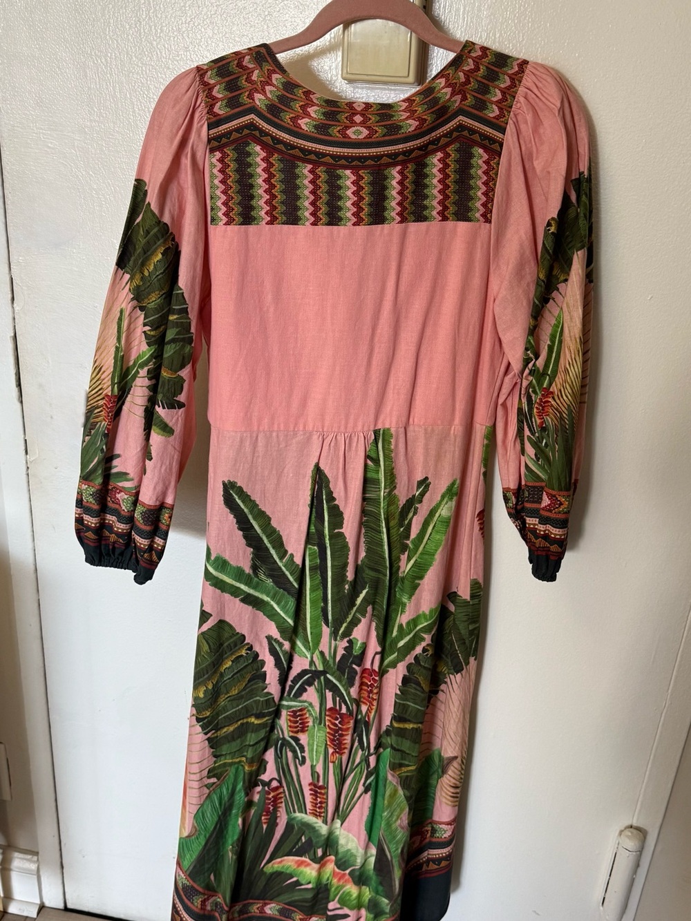 FARM Rio Pink Maxi Dress with Green Tropical Print - Picture 4 of 8